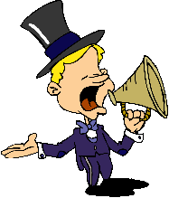 Guy in a blue suit blowing a bugle